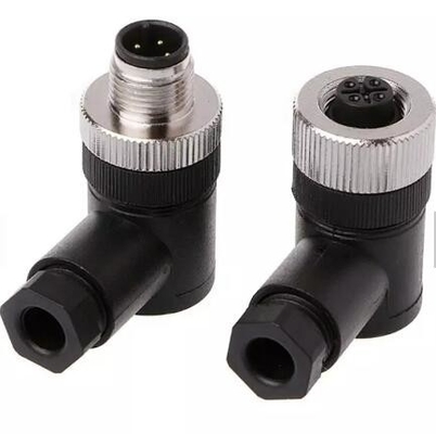 D Code 4 Pin Shreaded Angle Female M12 Connector PUR Industry