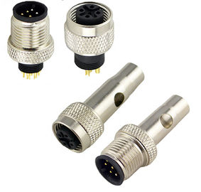 ip67 waterproof connector M8 M12 circular Male Female 3 4 5 pin straight front Panel mount solder connector