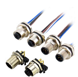 Circular Waterproof M12 8 Pin Male Straight Connector Front Panel Mount Solder Type connector